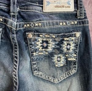 RARE! Grace in LA Aztec South Western Jeans 28×33.5